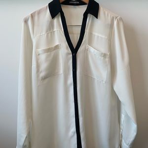 Express Portfolio Shirt Size Medium Cream Black